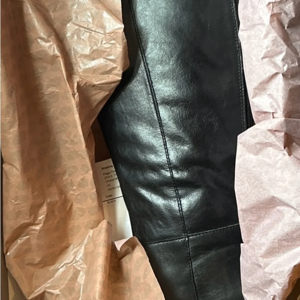 NEW IN BOX Franco Sarto Daya Tall Black Leather Boots SZ 8 1/2 - Picture 13 of 15